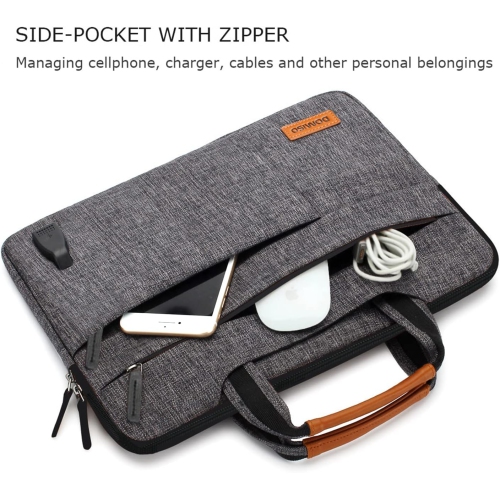 17.3 Inch Multi-Functional Laptop Sleeve Business Briefcase Messenger Bag with USB Charging Port for 17" - 17.3"