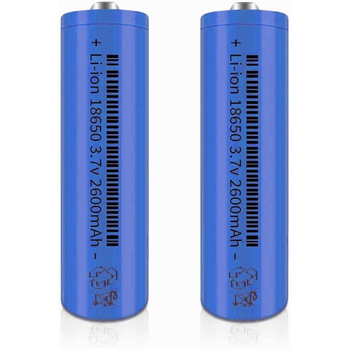 Paquet de 2 piles rechargeables 2600&nbsp;mAh de 3,7&nbsp;V pour lampe frontale, lampe de poche LED, appareils électroniques, etc.