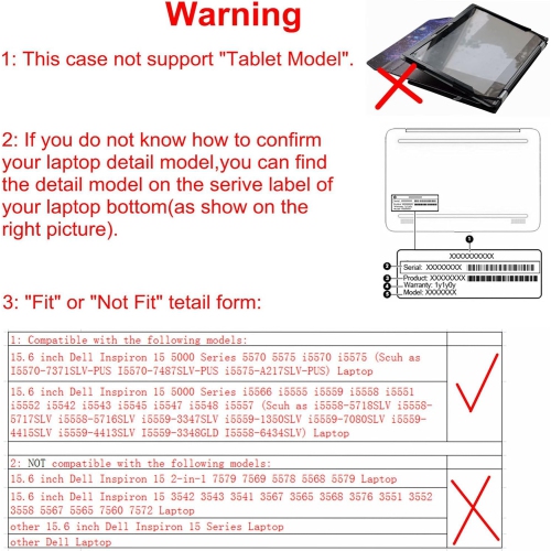 Protective Case Cover for 15.6" Dell Inspiron 15 5570 5575 5566 5555 5559 5558 5557 Laptop(Warning:Not fit Model