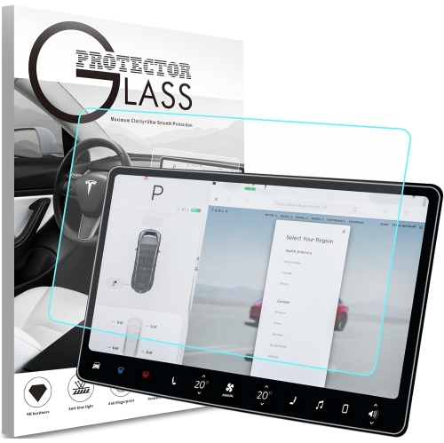 Tempered Glass Screen Protector for Tesla Model 3 / Y Touchscreen Dashboard Matte & 9H Hardness Anti-Scratch