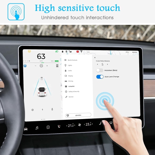 Tempered Glass Screen Protector for Tesla Model 3 / Y Touchscreen Dashboard Matte & 9H Hardness Anti-Scratch
