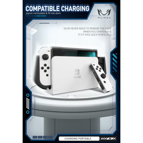 Dockable Case for Nintendo Switch OLED 2021, [Blade Series] TPU Grip Protective Cover Accessories Compatible