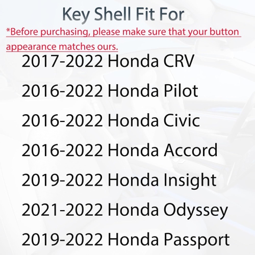 Key Fob Shell Case Replacement Fits for Honda Accord Insight Civic Hybrid Hybrid EX LX 2016 2017 2018 2019