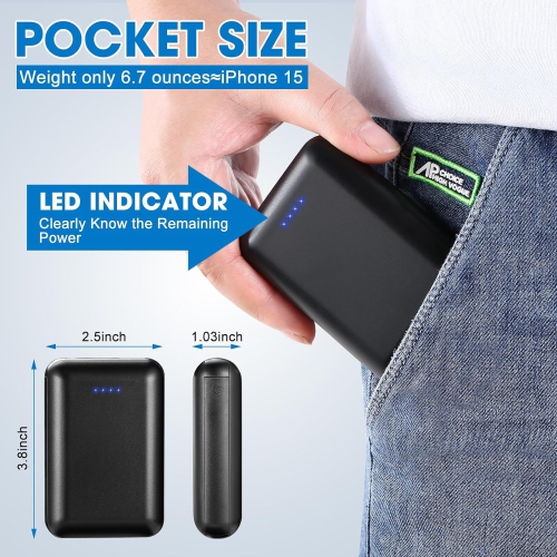 Batterie chauffante pour veste 7,4&nbsp;V, bloc-piles 10000&nbsp;mAh 2&nbsp;A 5&nbsp;V pour veste chauffante avec sortie c.c. et USB