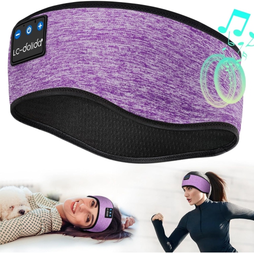 LC-DOLIDA  Sleep Headphones Bluetoothsports Headband, Wireless Music Sleeping Headphones Sleep Eye Mask Earbuds for Side Sleepers