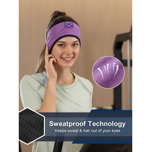 Bluetooth Headband Headphones, Sleep Headphones for Side Sleepers, Sleeping Headphones Comfortable Headband with Thin