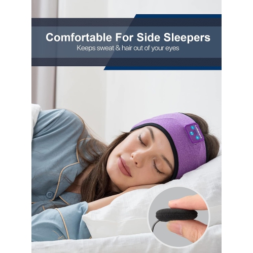 Bluetooth Headband Headphones, Sleep Headphones for Side Sleepers, Sleeping Headphones Comfortable Headband with Thin
