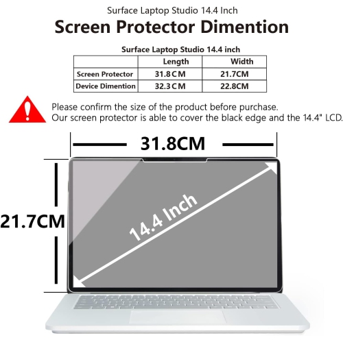 Microsoft Surface Laptop Studio 2/1 Screen Protector, Tempered Glass/Ultra Sensitive/HD Clear/Easy Installation,