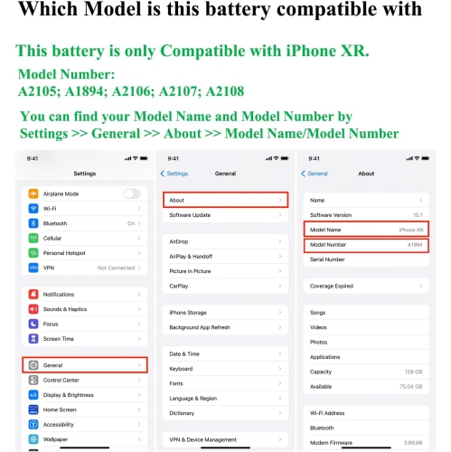 Battery Replacement Kits Compatible with iPhone XR 6.1 Inch with Adhesive, Installation Manual