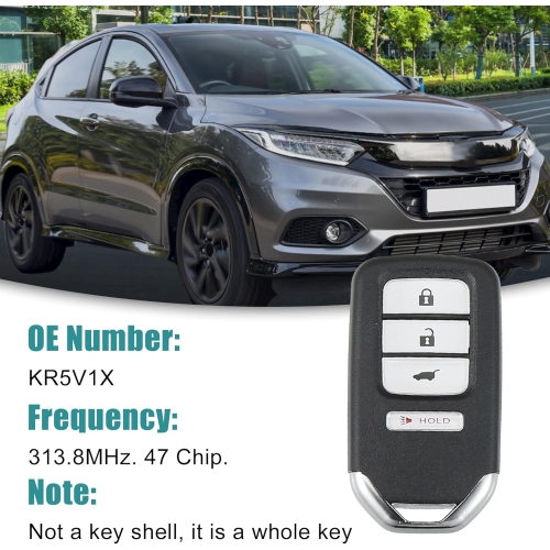 Keyless Entry Remote Key Fob Fit for Honda HR-V - Pack of 1 Black