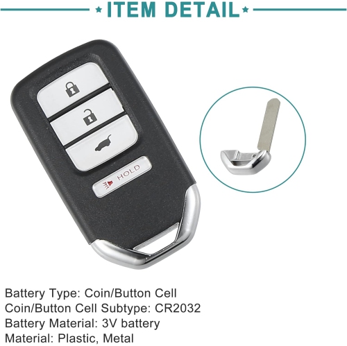 Keyless Entry Remote Key Fob Fit for Honda HR-V - Pack of 1 Black