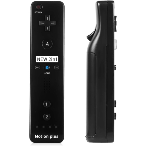 Wii Remote Controller and Nunchuck Controller with Silicone Case and Wrist Strap-Fine Black