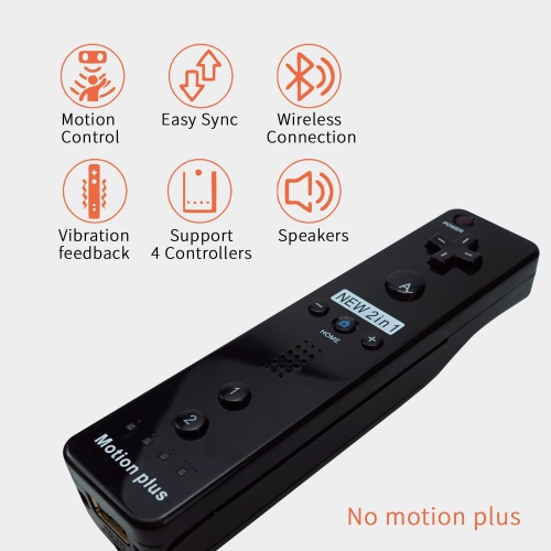 Wii Remote Controller and Nunchuck Controller with Silicone Case and Wrist Strap-Fine Black