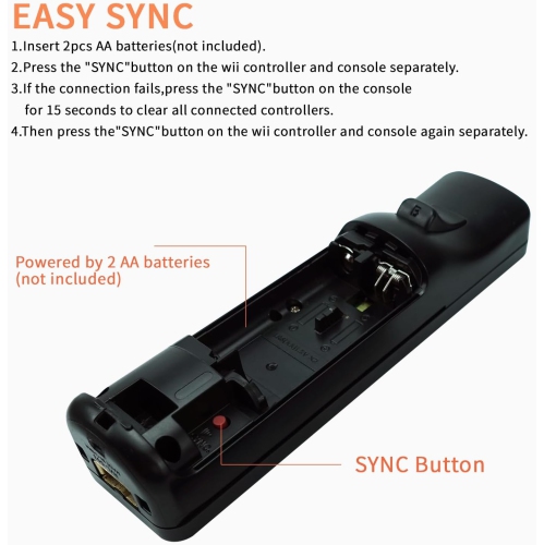 Wii Remote Controller and Nunchuck Controller with Silicone Case and Wrist Strap-Fine Black