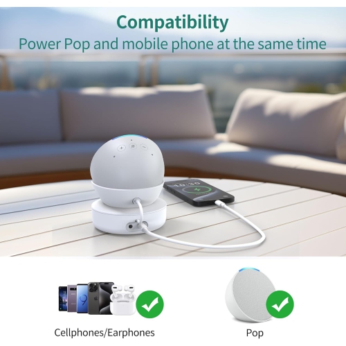 Battery Base for Pop & iPhone - 5000 mAh Portable Powerbank Charger Stand Holder Dock, 9 Hours Playtime,