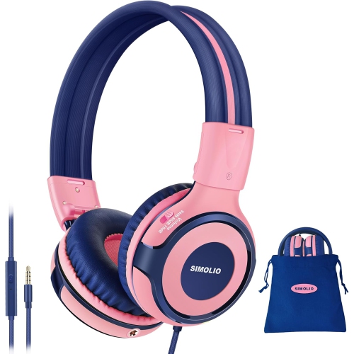 Kids Headphones with 94dB,85dB,75dB Volume Limited & Share Jack, Headphones for Girls with Mic, Durable