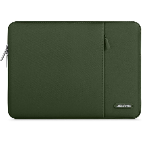 Laptop Sleeve Bag Compatible with Laptop 15 inch, Polyester Vertical Case with Pocket, Army Green
