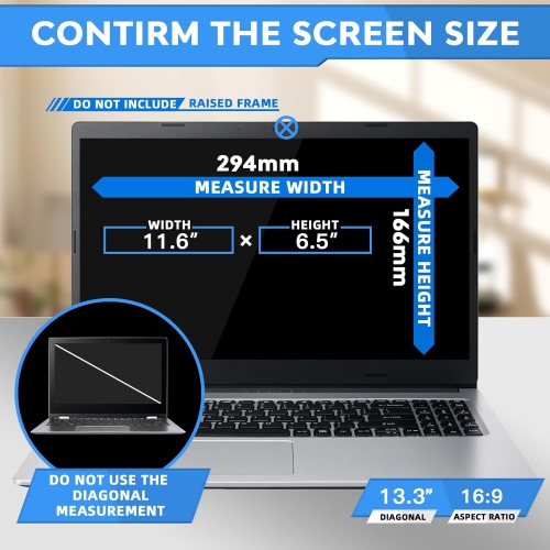 13.3 Inch Laptop Privacy Screen Filter for 16:9 Widescreen laptop privacy screen 13.3 inch and Anti-Glare Screen