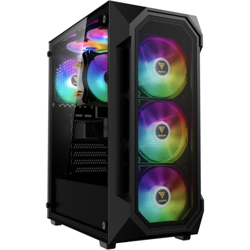 GAMDIAS AURA GC1 ELITE ARGB Mid Tower Gaming PC Case with 4x 120mm ARGB Fans, Tempered Glass Side Panel, Mesh Front Panel, and 360mm Radiator Support