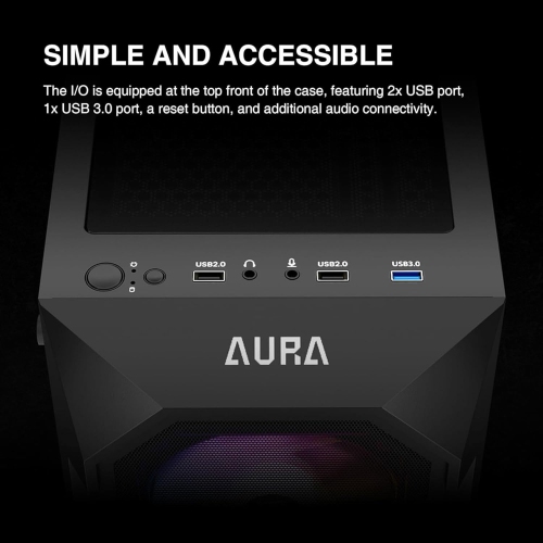 GAMDIAS AURA GC1 ELITE ARGB Mid Tower Gaming PC Case with 4x 120mm ARGB Fans, Tempered Glass Side Panel, Mesh Front Panel, and 360mm Radiator Support