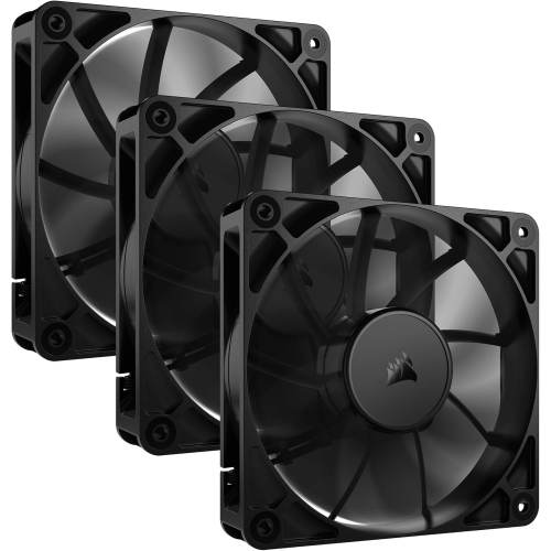 Ventilateurs à modulation d'impulsions RS120 120&nbsp;mm DE CORSAIR - Connexion en série, faible bruit, roulement à dôme magnétique, paquet triple -