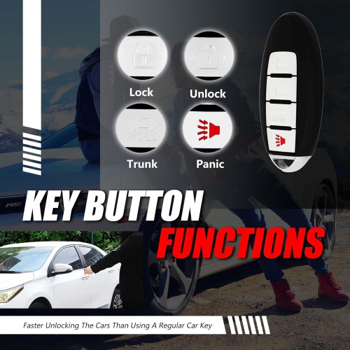 Key Fob Remote Replacement for 2014 2015 2016 Infiniti JX35 QX60 Nissan Altima Maxima 4 Buttons 433MHz