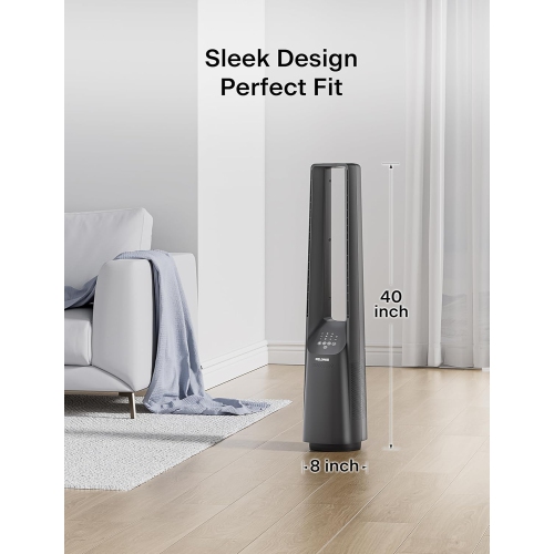 PELONIS 40" Bladeless Tower Fan - Ultra Quiet DC Motor, 6 Speeds, 4 Modes, Remote Control, 7H Timer, 90° Oscillation, Safe for Kids & Pets, Ideal for