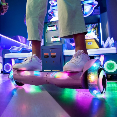 All Terrain Hoverboard with LED Lights, LED Light-up Wheels, Self-Balancing Hoverboard with Active Balance Technology, Ages 12+ Purple