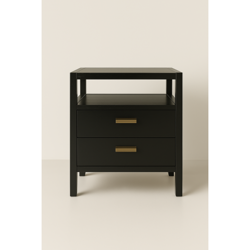 VAST Bedside Cabinet with 2 drawers and an open shelf - Black