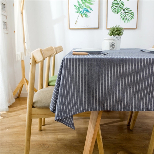 PANDACO Navy Striped Cotton Table Cloth