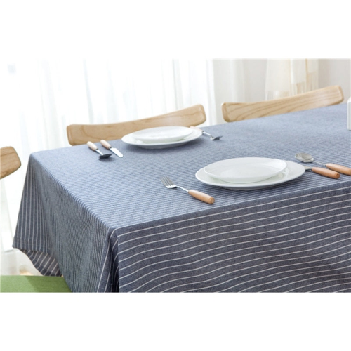 PANDACO Navy Striped Cotton Table Cloth