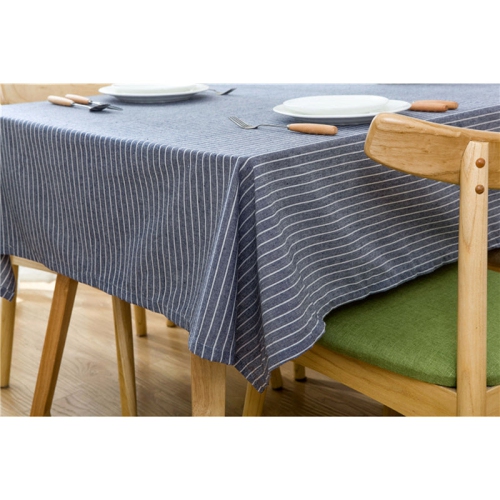 PANDACO Navy Striped Cotton Table Cloth