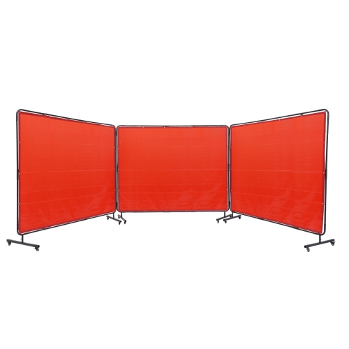 VEVOR  6' X 8' Welding Screen \w Frame, 3 Panel Welding Curtain Screens, Flame-Resistant Vinyl Welding Protection Screen On 12 Swivel Wheels (6