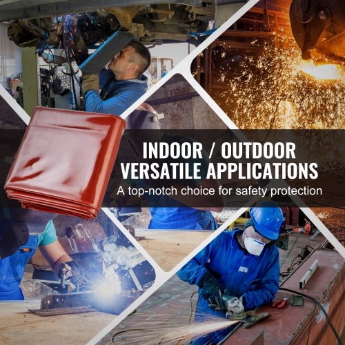 VEVOR 6' x 8' Welding Screen with Frame, 3 Panel Welding Curtain Screens, Flame-Resistant Vinyl Welding Protection Screen on 12 Swivel Wheels,