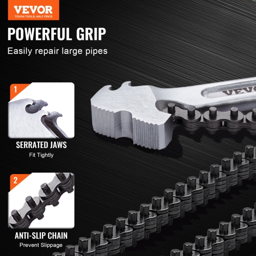 VEVOR 48 inch Chain Wrench,Chain Pipe Wrench, 13.4 inch Diameter Capacity,CRV Reversible Pipe Fitting Tool Wrench with High Strength Jaw and