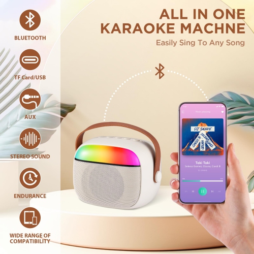 Karaoke Machine with 2 Wireless Microphones, MP3 Player with LED Light, Music Speaker Toys for Boys and Girls