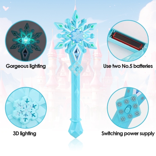 Snowflake Wand with Sound, Fairy Magic Wand with Light and Music, Girls Dress-Up Toys