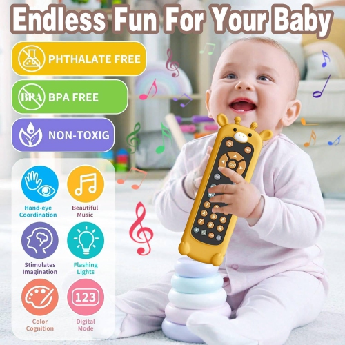 Soft Silicone Music Teething Toys, Toy Remote Control, Giraffe Teething Toy Set, Suitable Gifts for Boys and Girls