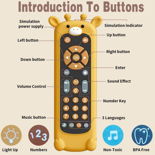 Soft Silicone Music Teething Toys, Toy Remote Control, Giraffe Teething Toy Set, Suitable Gifts for Boys and Girls