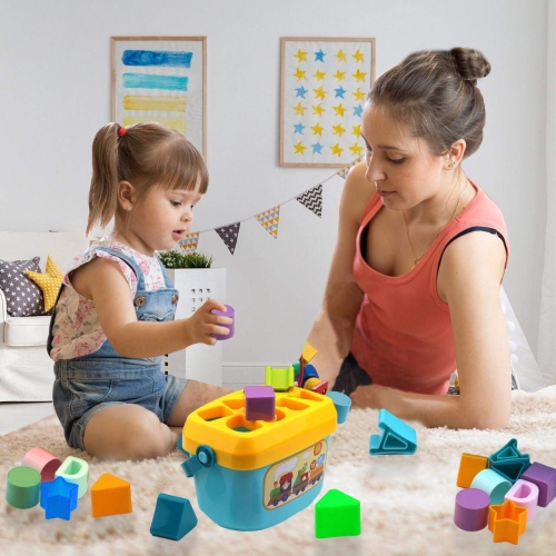 Shape Sorting Toys, ABC and Shape Block Sorting Game, Educational Toys for Boys and Girls from 18 Months