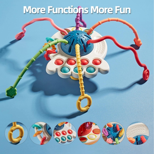 Montessori Pull Rope Toys, Acupressure Toys, Birthday Gifts for 1-2 Year Old Boys and Girls