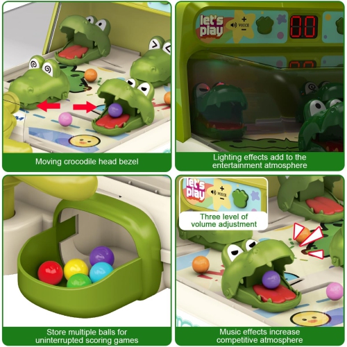 Boys and Girls Pinball Machines, Dinosaur Crocodile Board Game, Educational Interactive Electronic Toys