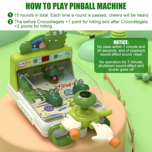 Boys and Girls Pinball Machines, Dinosaur Crocodile Board Game, Educational Interactive Electronic Toys