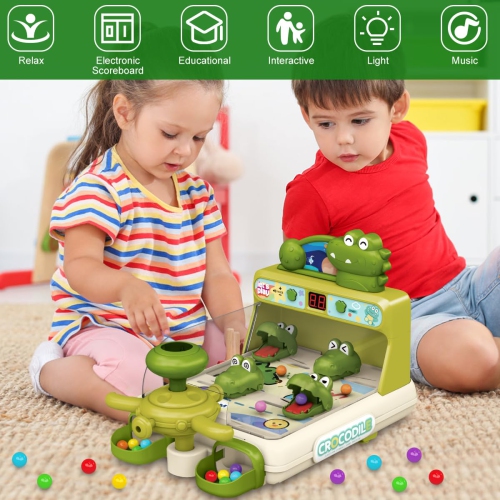 Boys and Girls Pinball Machines, Dinosaur Crocodile Board Game, Educational Interactive Electronic Toys