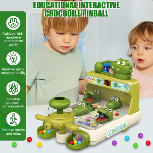 Boys and Girls Pinball Machines, Dinosaur Crocodile Board Game, Educational Interactive Electronic Toys