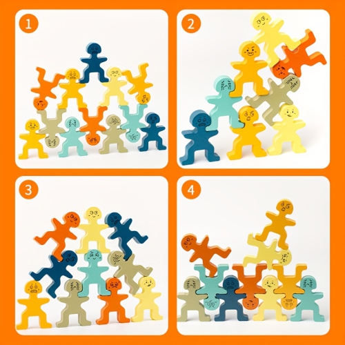 Stacking Block Toys, Wood Block Balancing Game, Montessori Sensory Toys, Educational Toys for Boys and Girls Ages 1-3