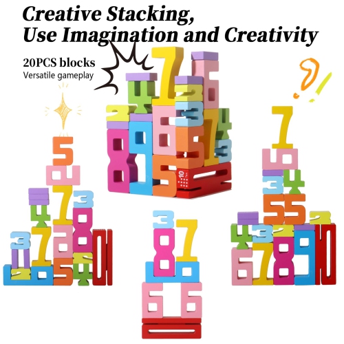 Wooden Number Building Blocks, Montessori Number Stacking Blocks Toys, Educational Toys for Boys and Girls Ages 3-8