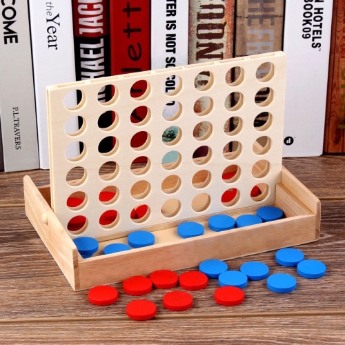 4-Connect Wooden Board Game, Foldable Classic Family Educational Toy, Interactive Tabletop Game