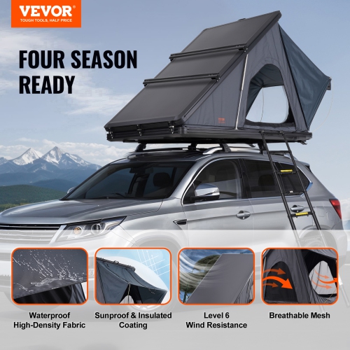 VEVOR 2-3 Person Rooftop Tent Hard Shell, Naturnest Rooftop Tent Hardshell, Hard Shell Roof Top Tent with Telescopic Ladder Thick Mattress,