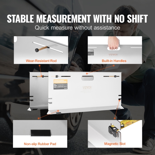 VEVOR 2-Pack Wheel Alignment Tool, Alignment Tool Toe Plates, Stainless Steel Toe Angle Measurement Tool Plate, 4 Alignment Rods and Magnetic Slots,